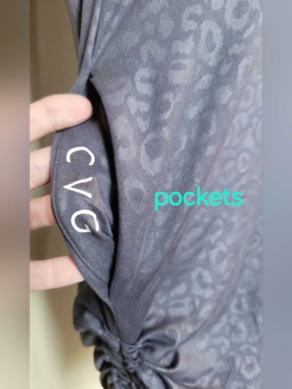 Constantly Varied Gear CVG M/L Gray Leopard Print Multiway Cinched Ruched Dress - Picture 9 of 12